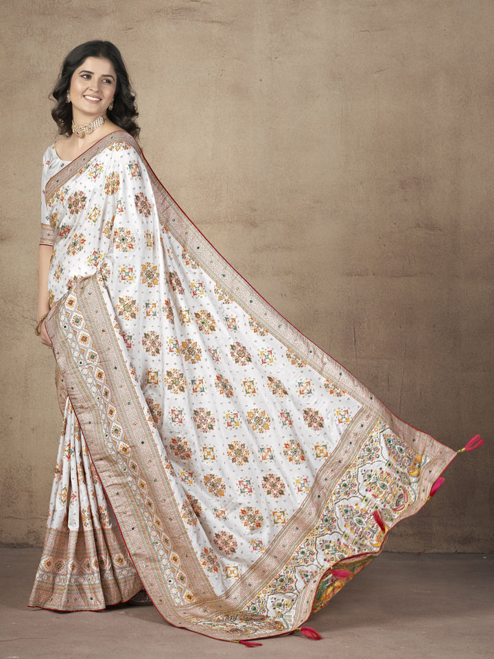 Elegant Pashmina-Silk Saree | Designer Hand-Work for Special Events