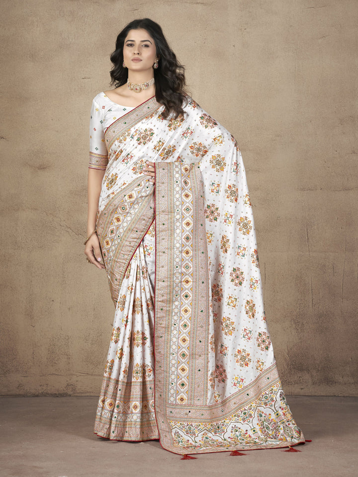 Elegant Pashmina-Silk Saree | Designer Hand-Work for Special Events