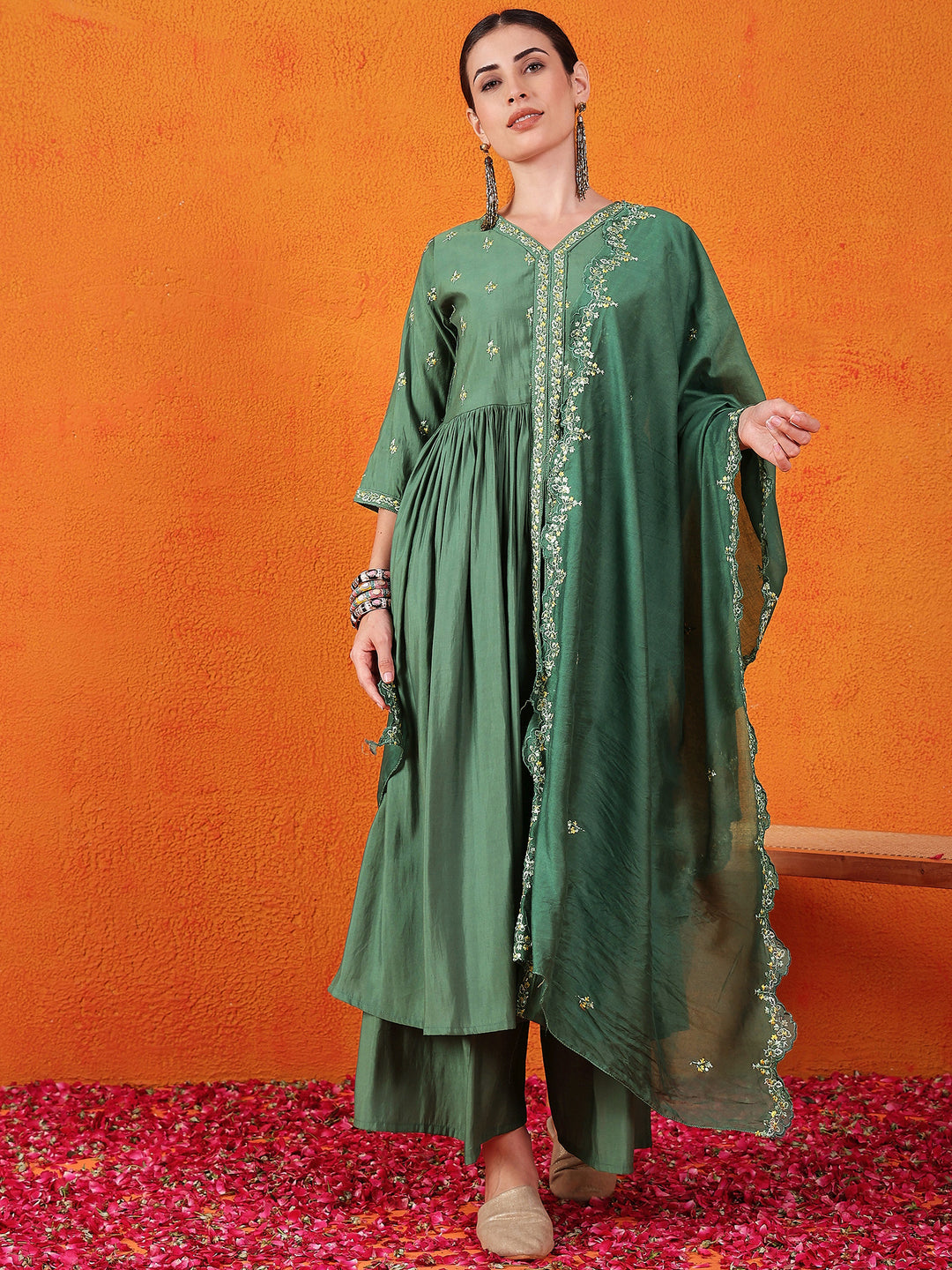 Stunning Silk Salwar Kameez with Embellished Detailing | Perfect for Festive Celebrations