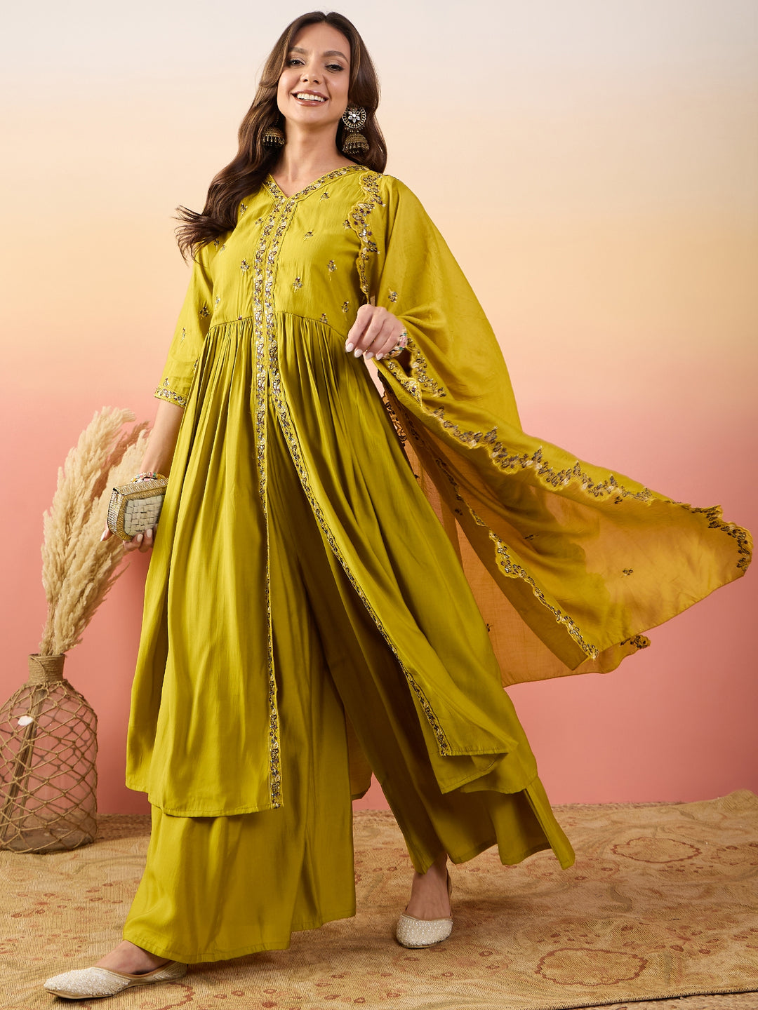 Stunning Silk Salwar Kameez with Embellished Detailing | Perfect for Festive Celebrations