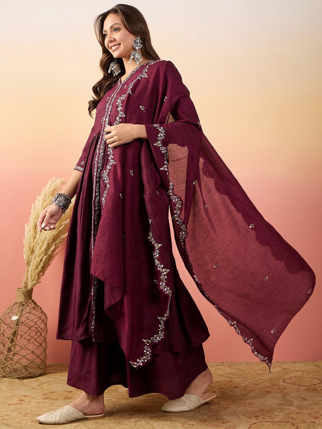 Stunning Silk Salwar Kameez with Embellished Detailing | Perfect for Festive Celebrations