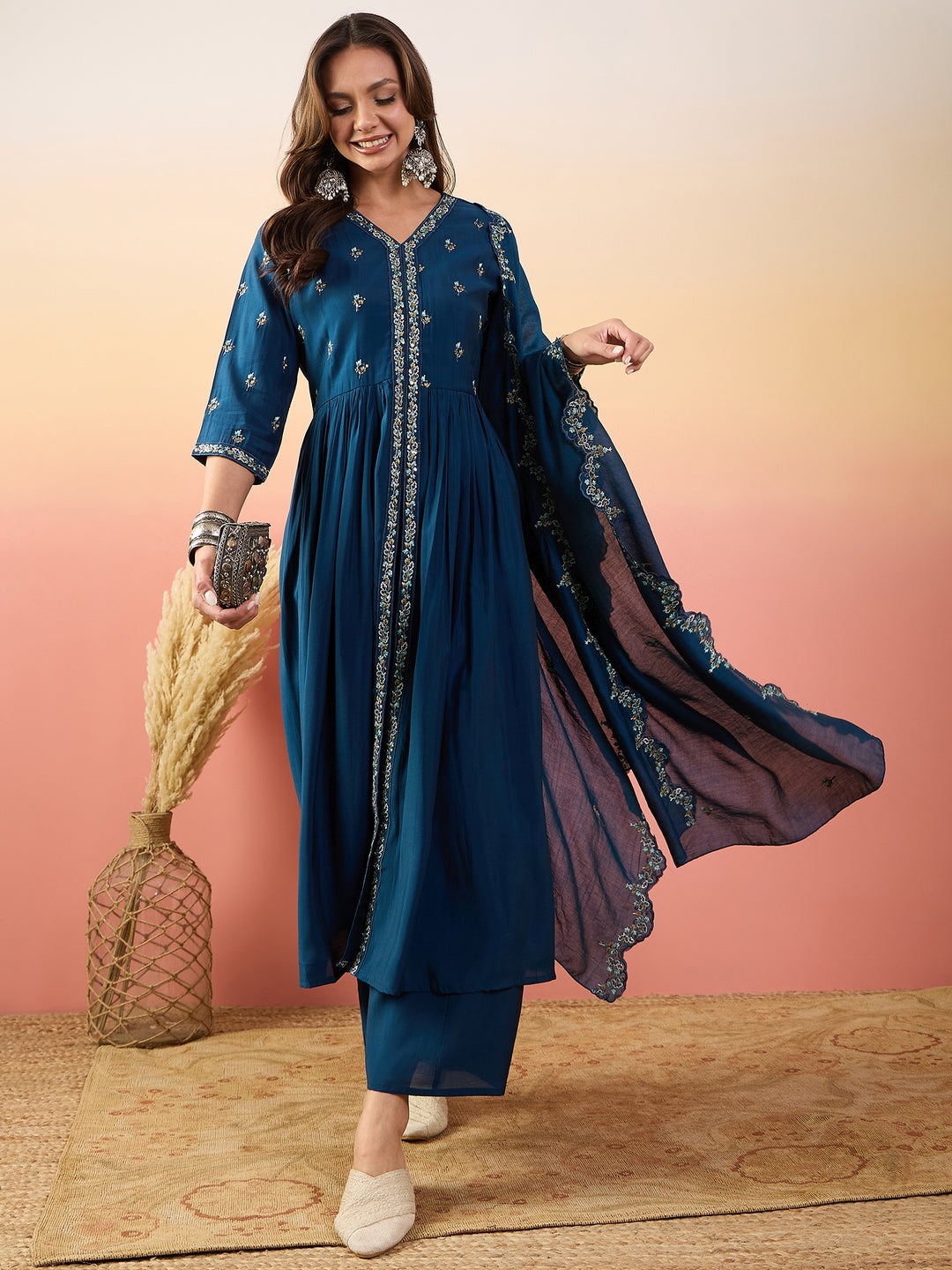 Stunning Silk Salwar Kameez with Embellished Detailing | Perfect for Festive Celebrations