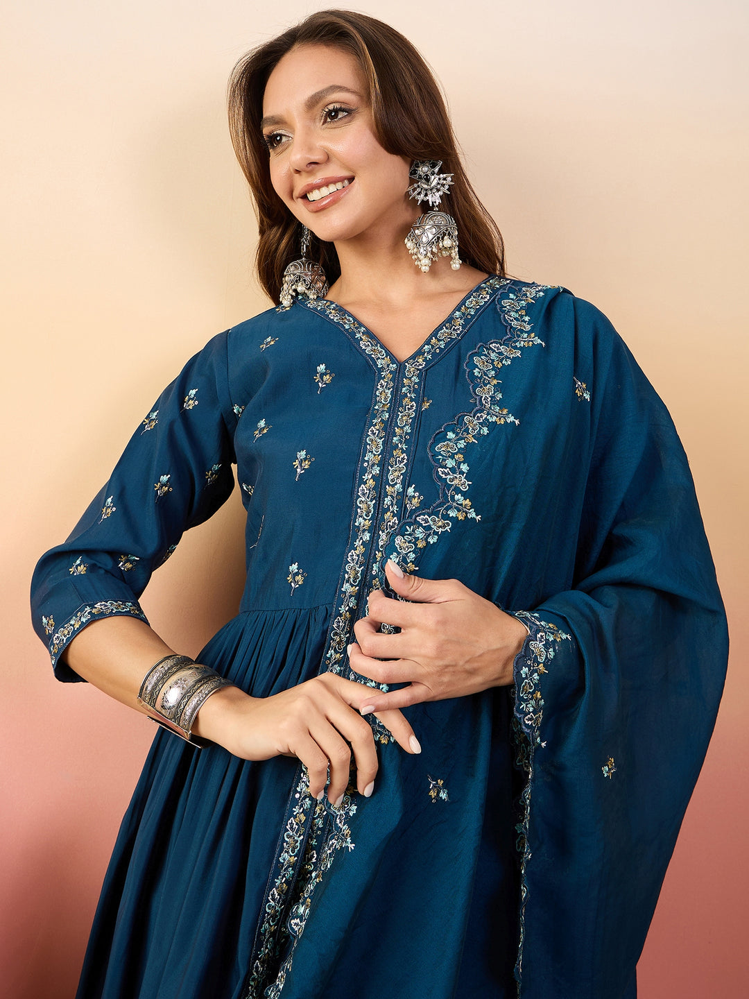 Stunning Silk Salwar Kameez with Embellished Detailing | Perfect for Festive Celebrations