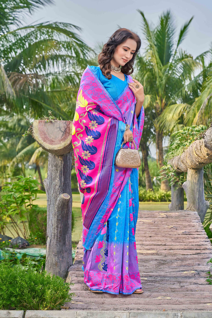 Silk-Cotton Saree with Woven-Thread Design | Perfect for Weddings & Festive Events