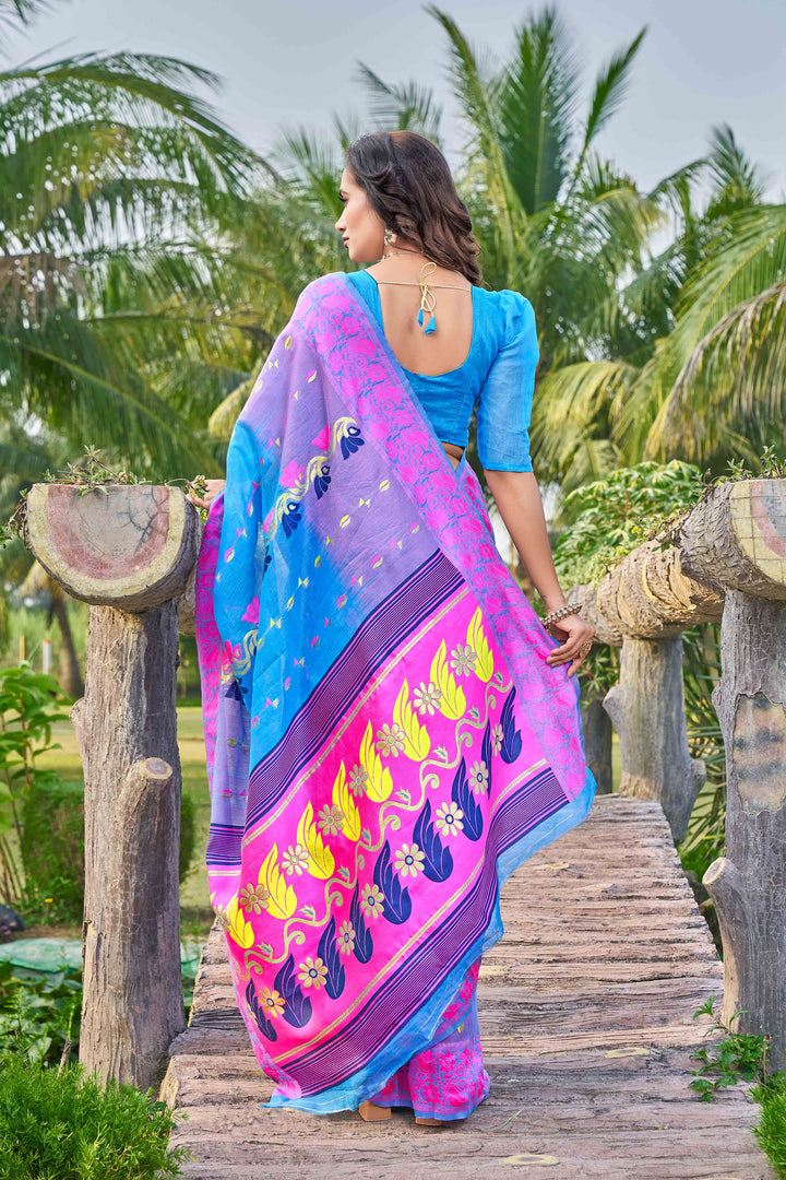 Silk-Cotton Saree with Woven-Thread Design | Perfect for Weddings & Festive Events