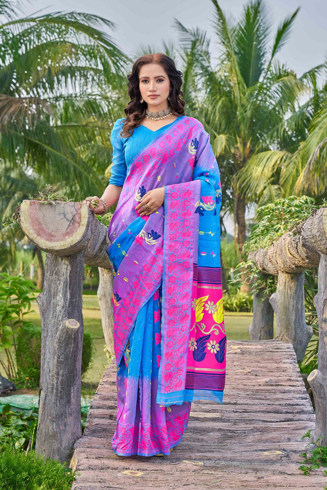 Silk-Cotton Saree with Woven-Thread Design | Perfect for Weddings & Festive Events