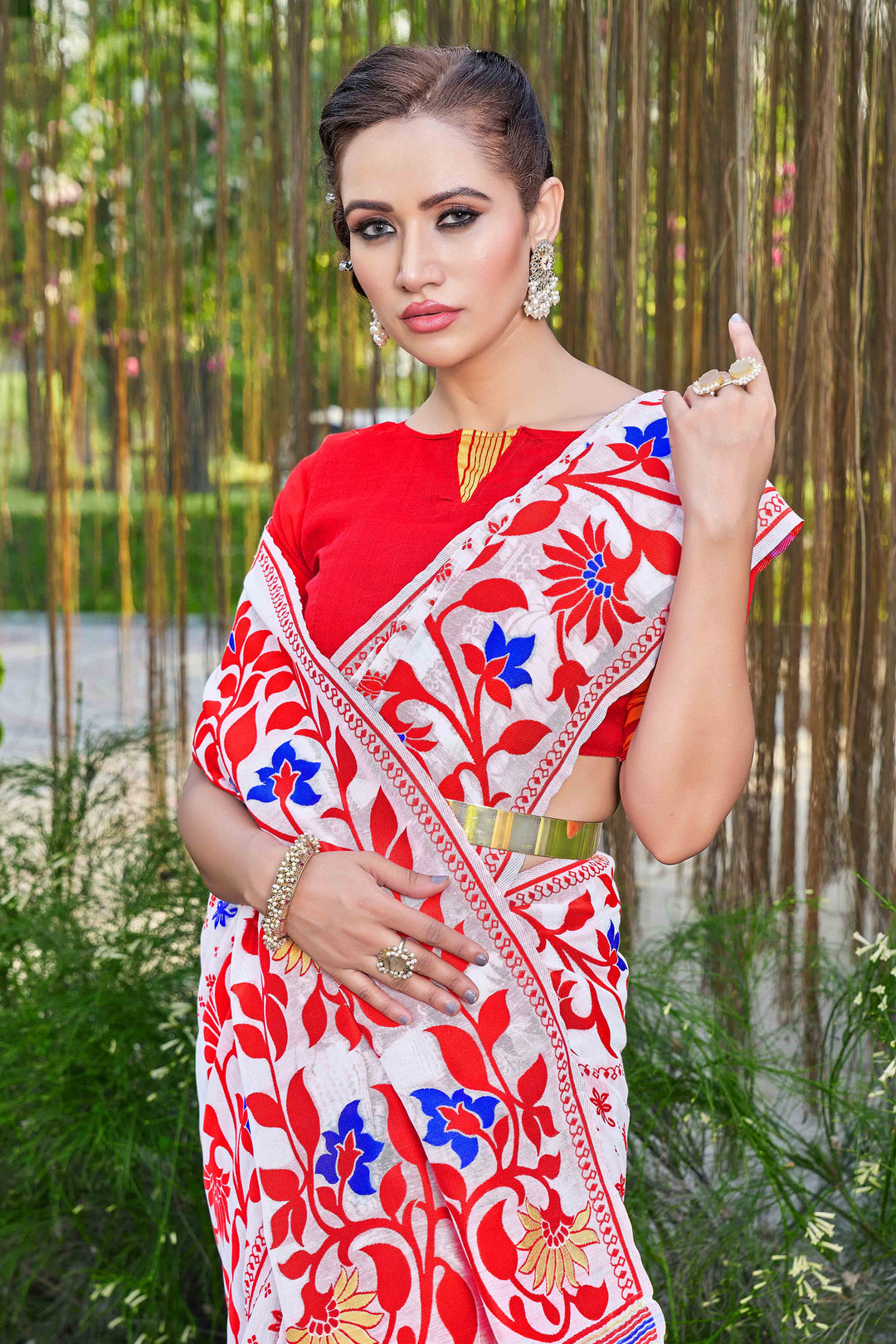 Elegant Silk-Cotton Saree | Woven Thread Designer for Special Events