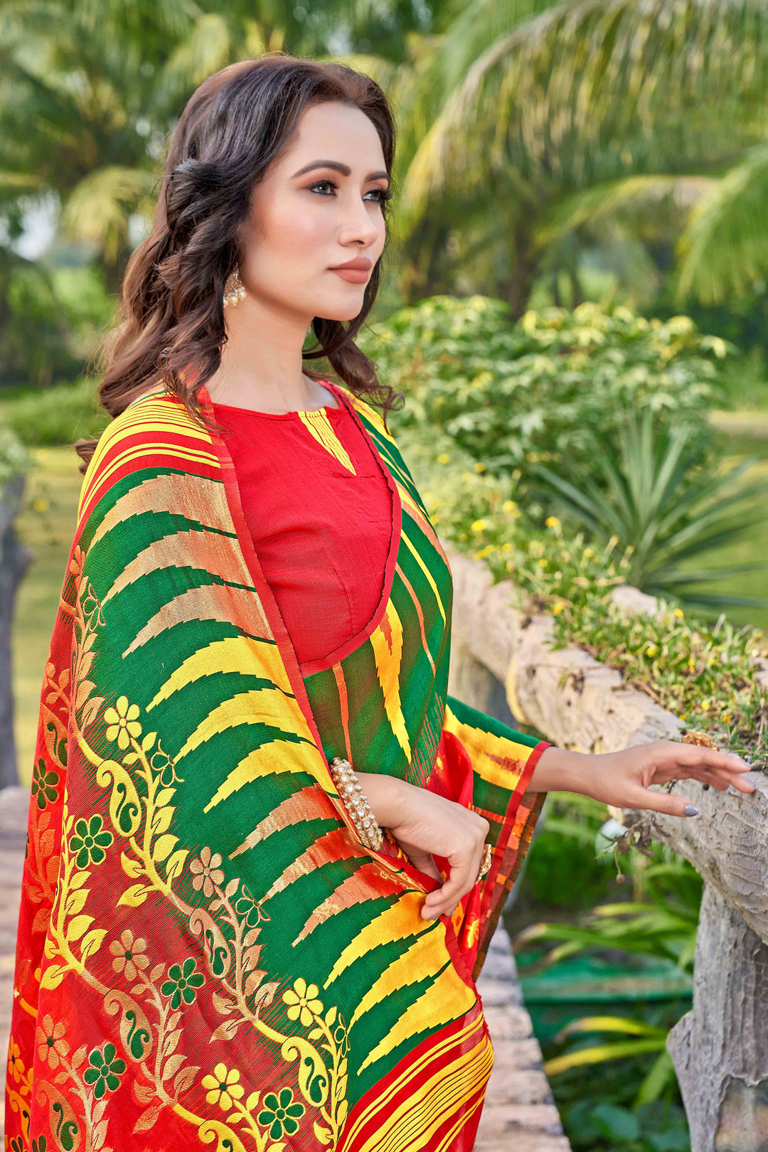 Elegant Silk-Cotton Saree | Designer Woven Thread Work for Special Events