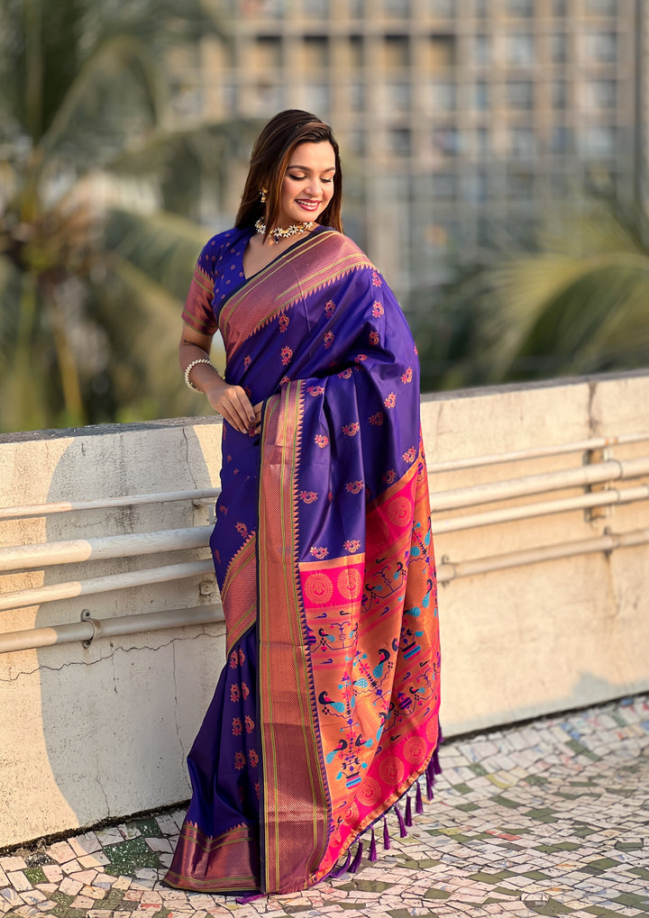 Soft Silk Saree | Woven Nath Meenakari Designer for Weddings & Festivals