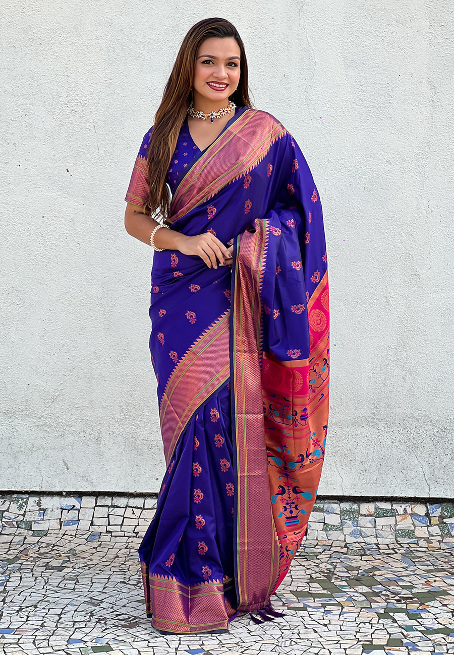 Soft Silk Saree | Woven Nath Meenakari Designer for Weddings & Festivals