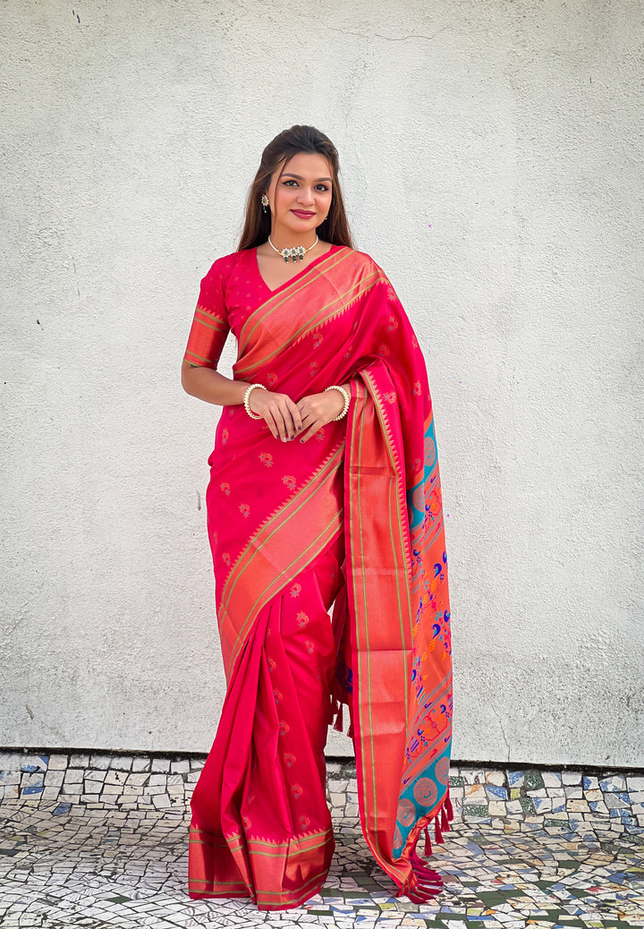 Soft Silk Saree | Woven Nath Meenakari Designer for Weddings & Festivals