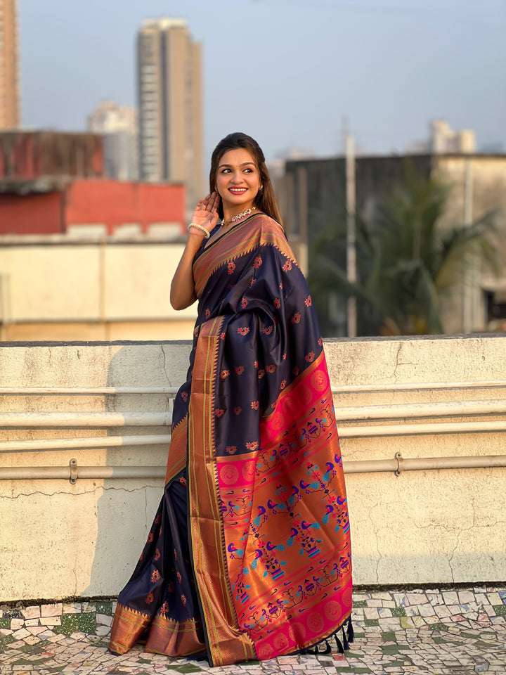 Soft Silk Saree | Woven Nath Meenakari Designer for Weddings & Festivals