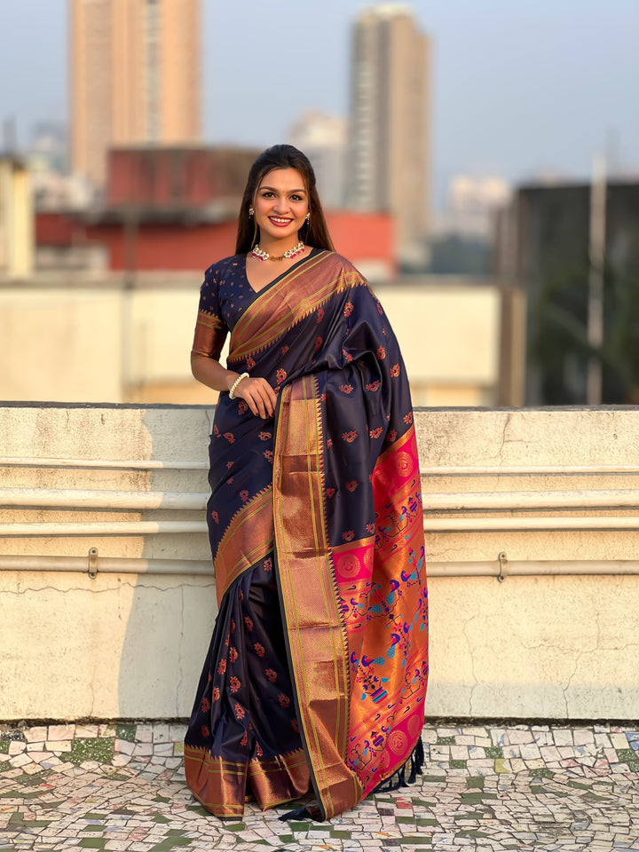 Soft Silk Saree | Woven Nath Meenakari Designer for Weddings & Festivals