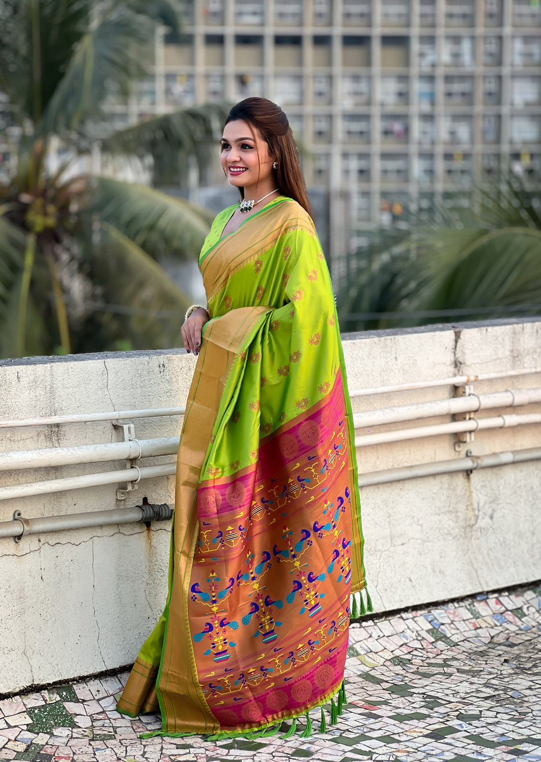 Soft Silk Saree | Woven Nath Meenakari Designer for Weddings & Festivals