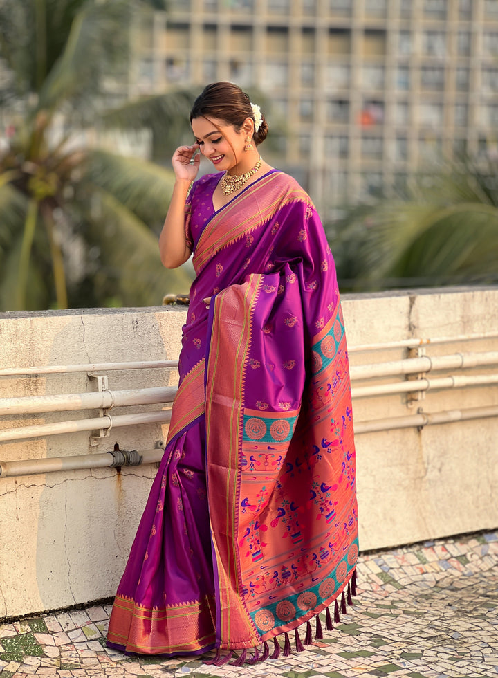 Soft Silk Saree | Woven Nath Meenakari Designer for Weddings & Festivals