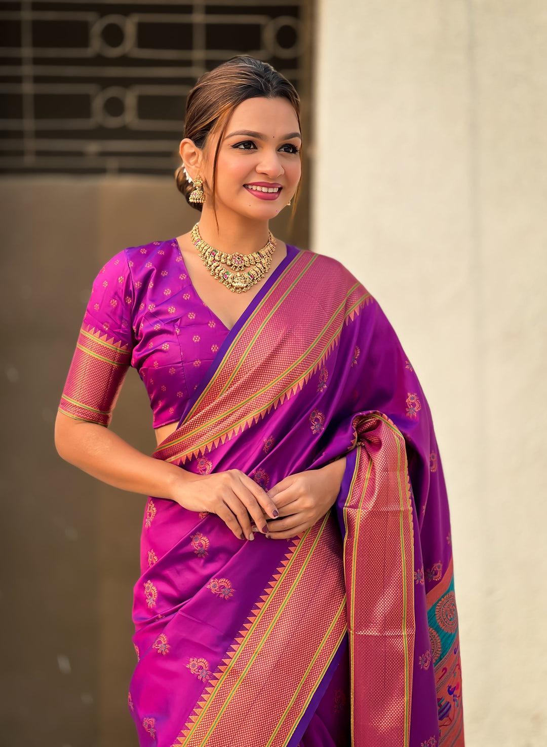 Soft Silk Saree | Woven Nath Meenakari Designer for Weddings & Festivals