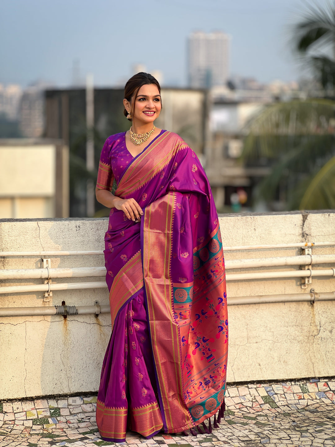 Soft Silk Saree | Woven Nath Meenakari Designer for Weddings & Festivals