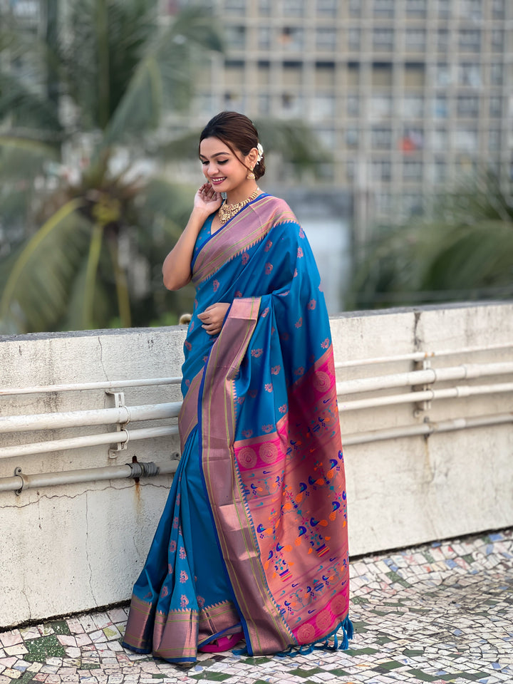 Soft Silk Saree | Woven Nath Meenakari Designer for Weddings & Festivals