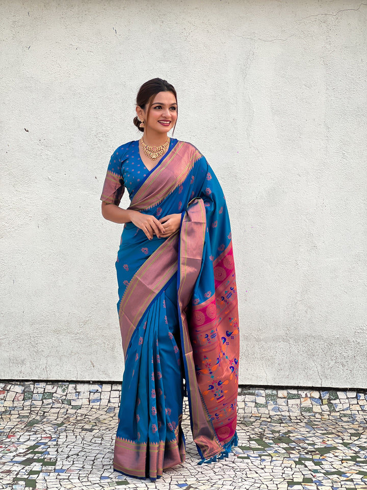 Soft Silk Saree | Woven Nath Meenakari Designer for Weddings & Festivals