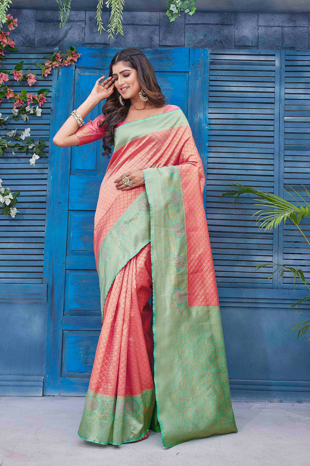 Silk-Blend Wevon Jacquard Designer Saree | Perfect for Weddings & Festive Events