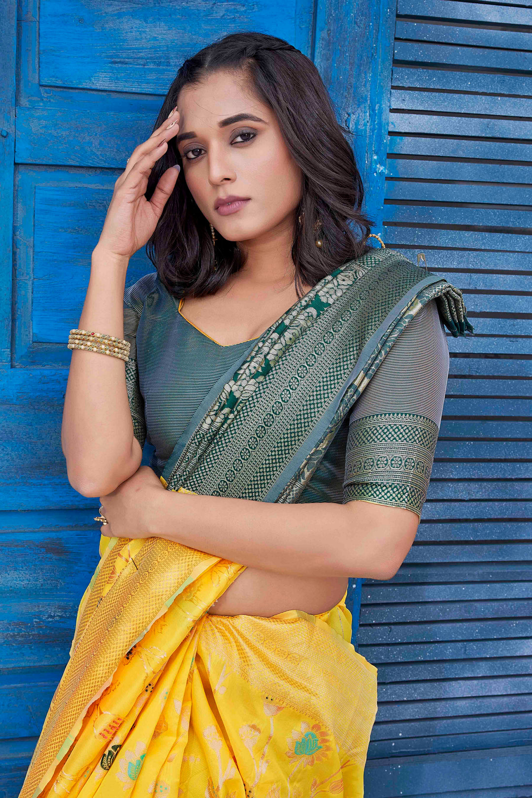 Elegant Silk-Blend Saree | Woven Jacquard Designer for Special Events