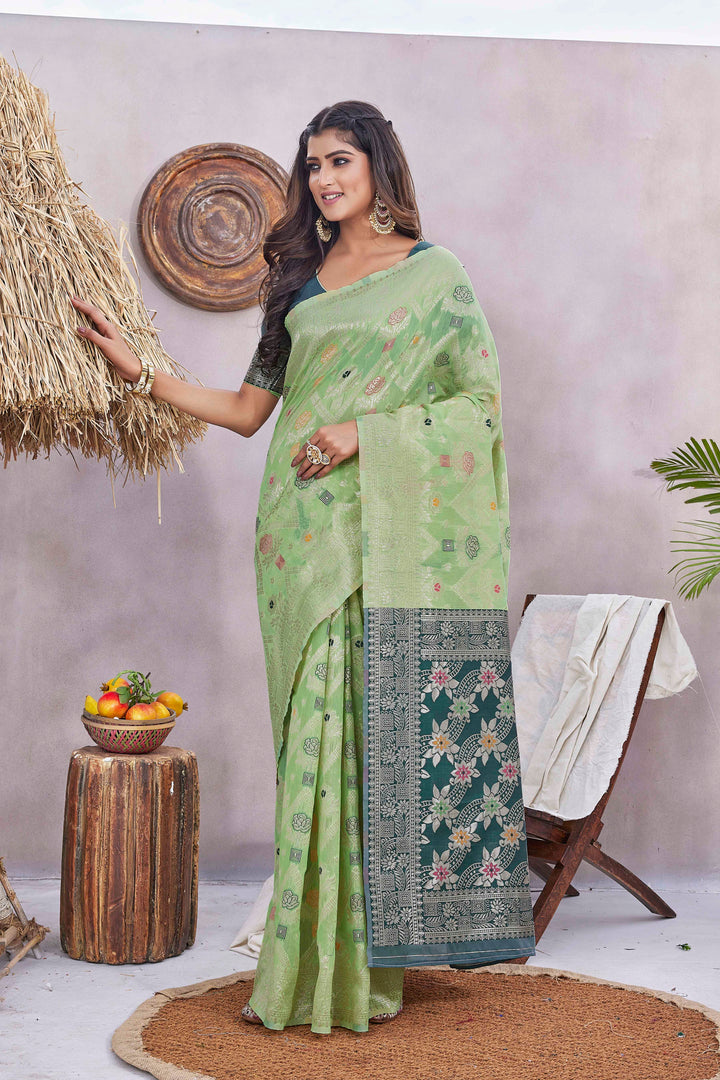 Elegant Silk-Blend Jacquard Saree | Designer for Weddings & Special Events