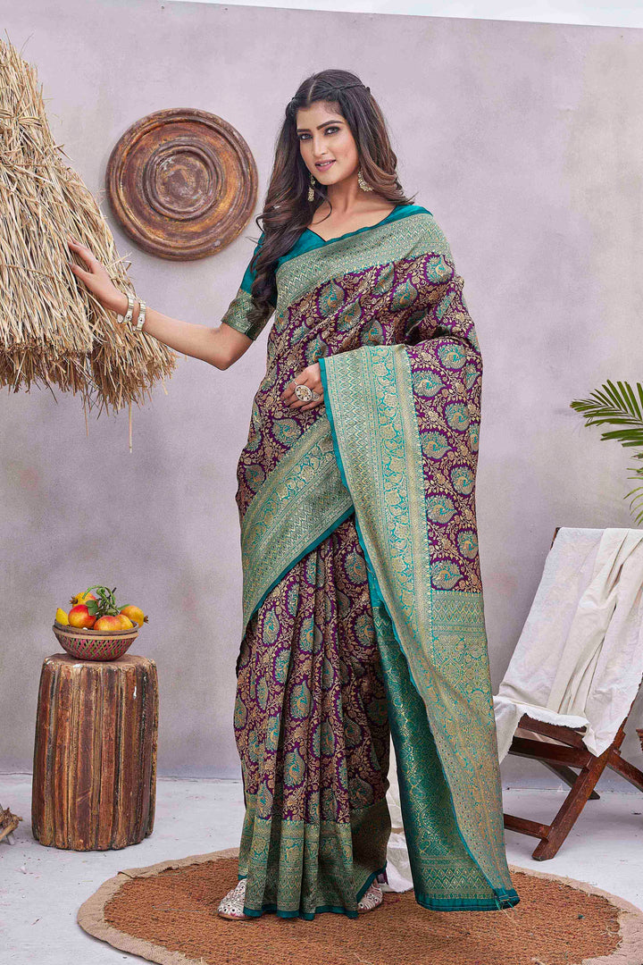 Silk-Blend Saree | Woven Jacquard Designer for Weddings & Special Events