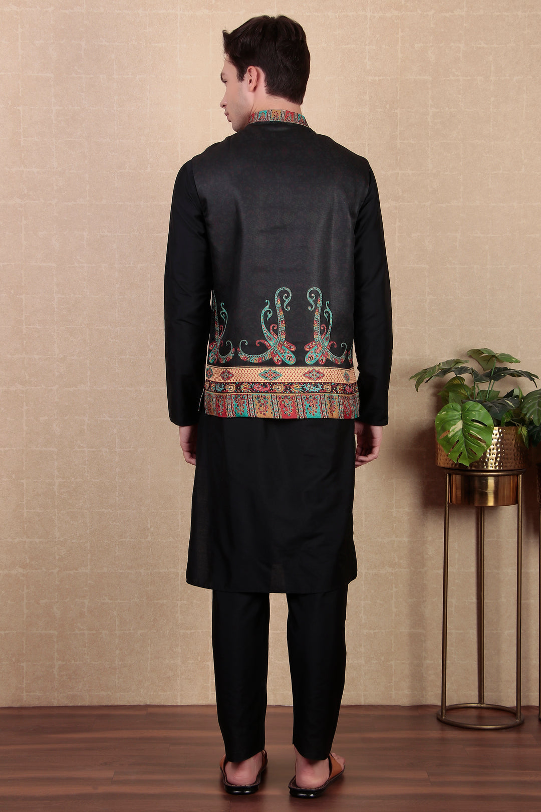 Stylish Indo Western Jacket | Digital Print Khadi Silk Koti for Festive Wear