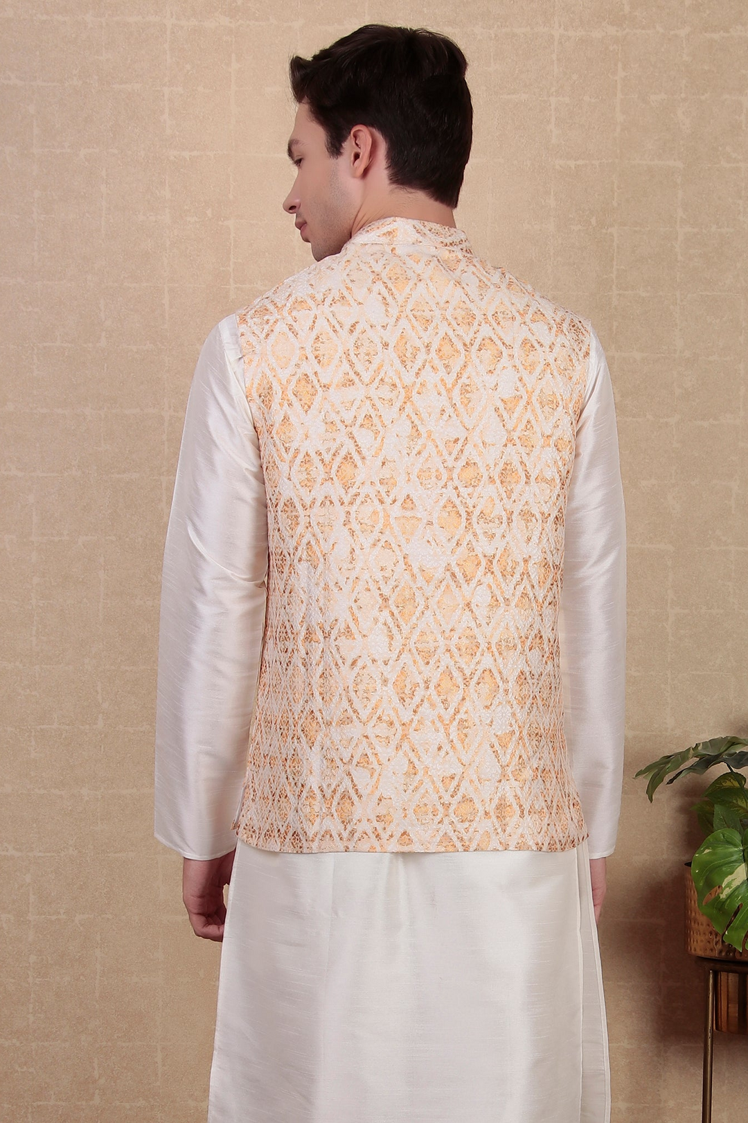 Yellow Digital Printed Jacket | Ethnic Festive Wear Koti for Men