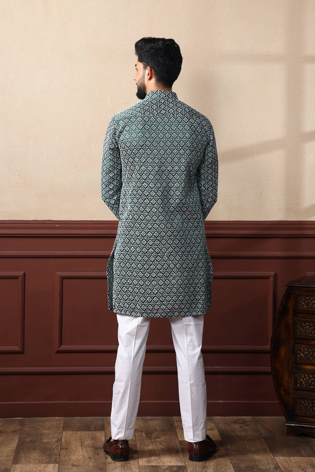 Khadi Silk Kurta With Art Silk Pajama | Designer Chikankari Work for Men