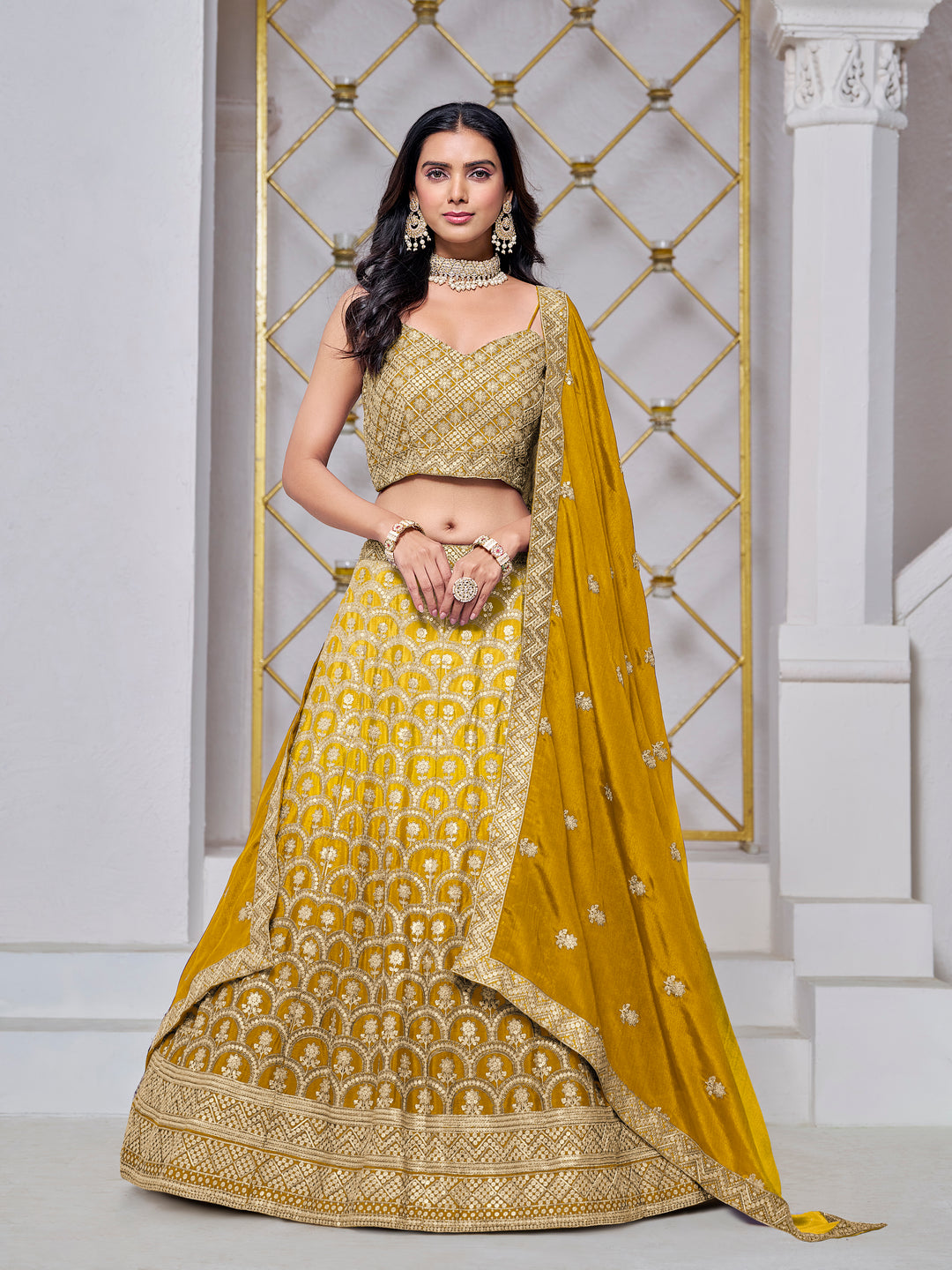 Elegant Chinon Lehenga with Dupatta | A Captivating Traditional Ensemble