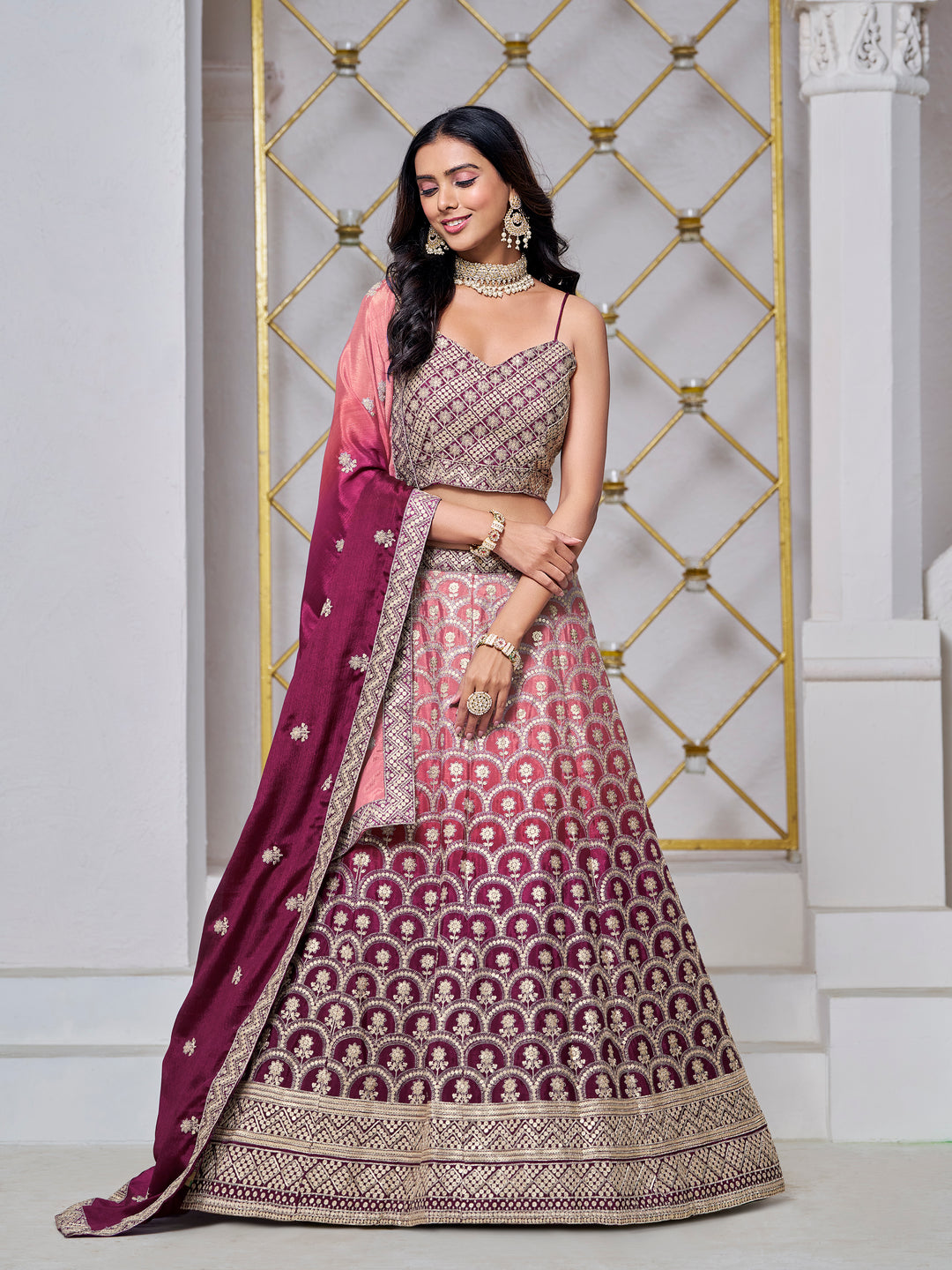 Elegant Chinon Lehenga with Dupatta | A Captivating Traditional Ensemble