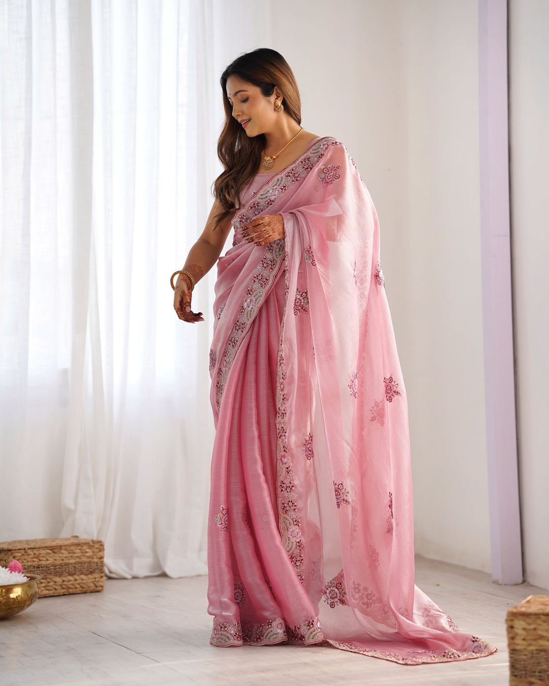 Burburry Saree with Sequins & Embroidery | Special Occasion Elegance