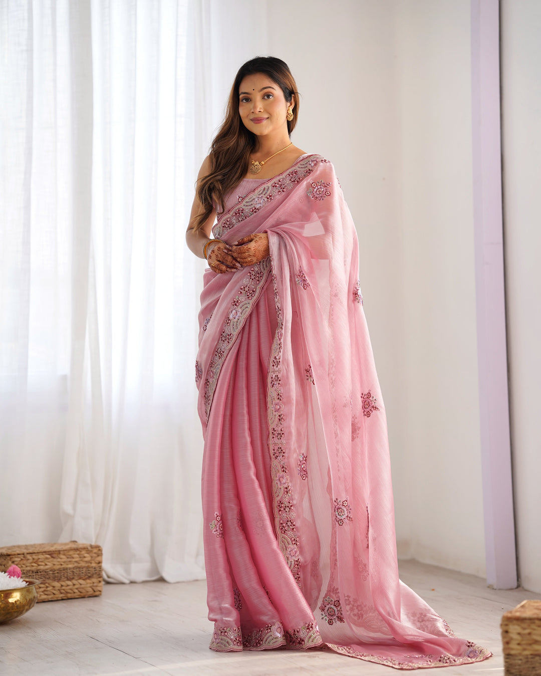 Burburry Saree with Sequins & Embroidery | Special Occasion Elegance