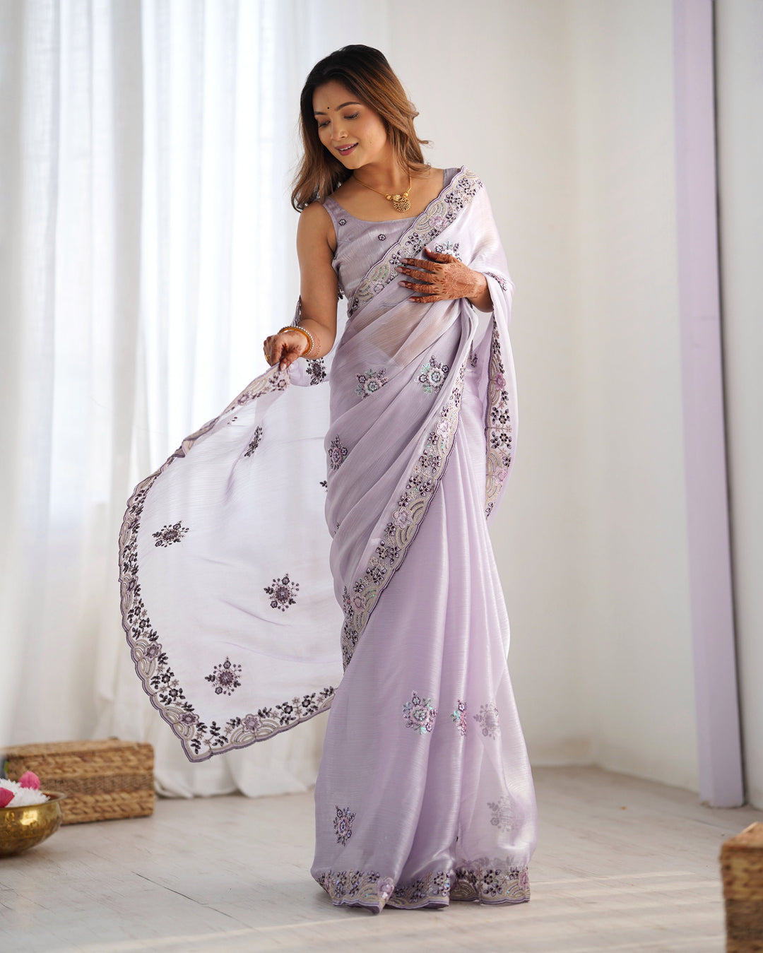 Burburry Saree with Sequins & Embroidery | Special Occasion Elegance