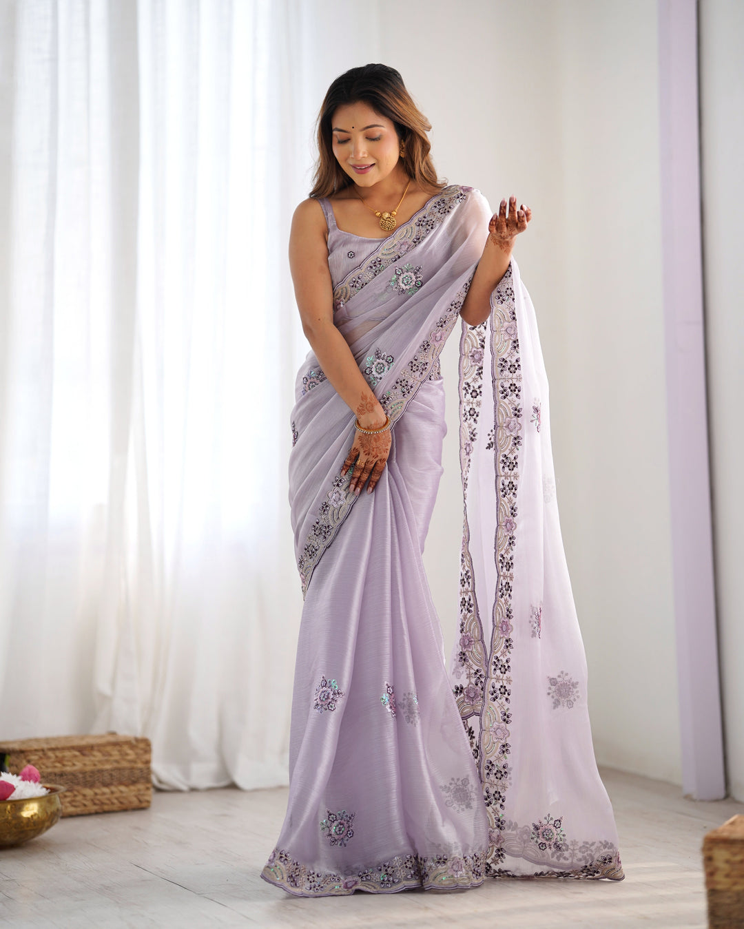 Burburry Saree with Sequins & Embroidery | Special Occasion Elegance