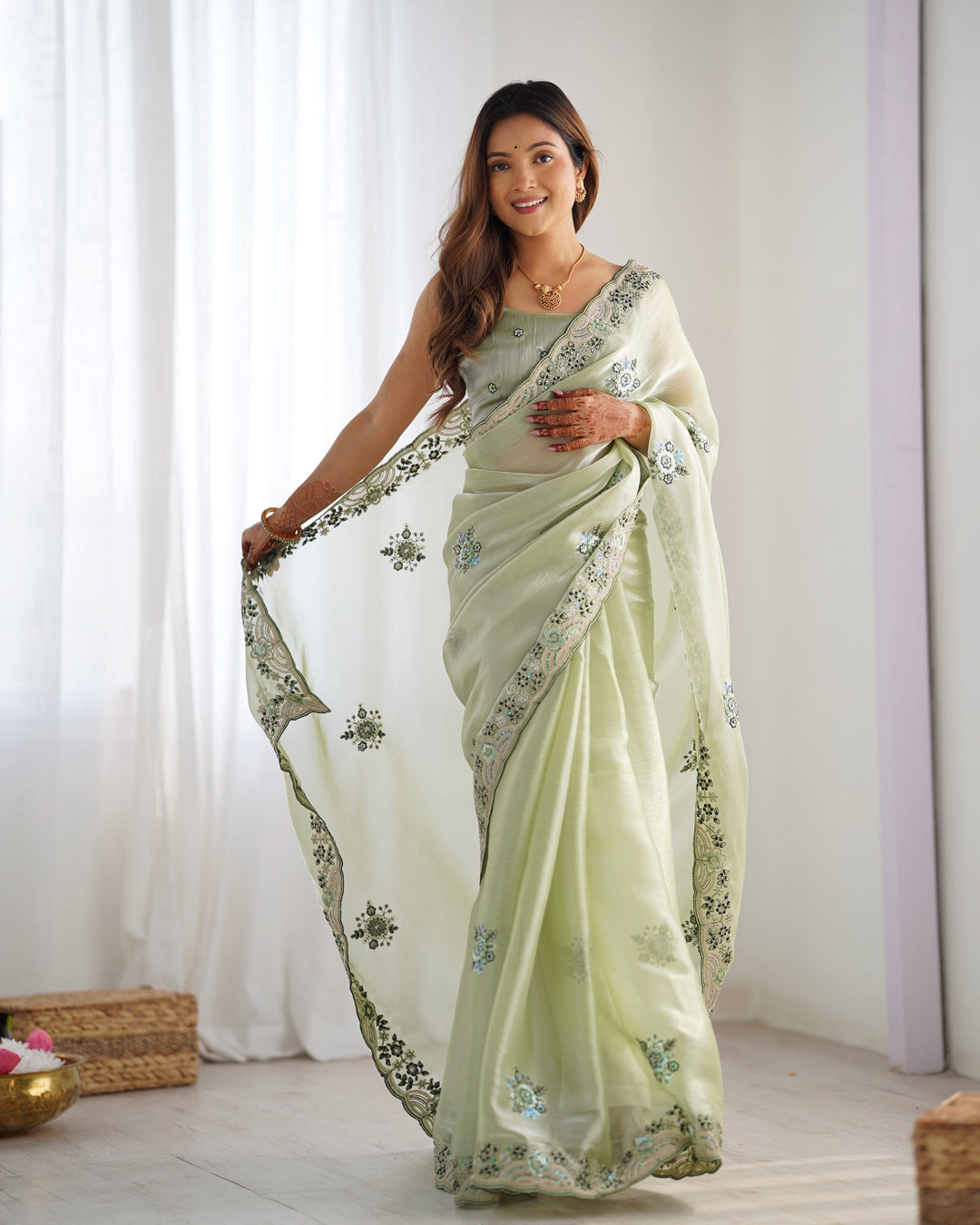 Burburry Saree with Sequins & Embroidery | Special Occasion Elegance