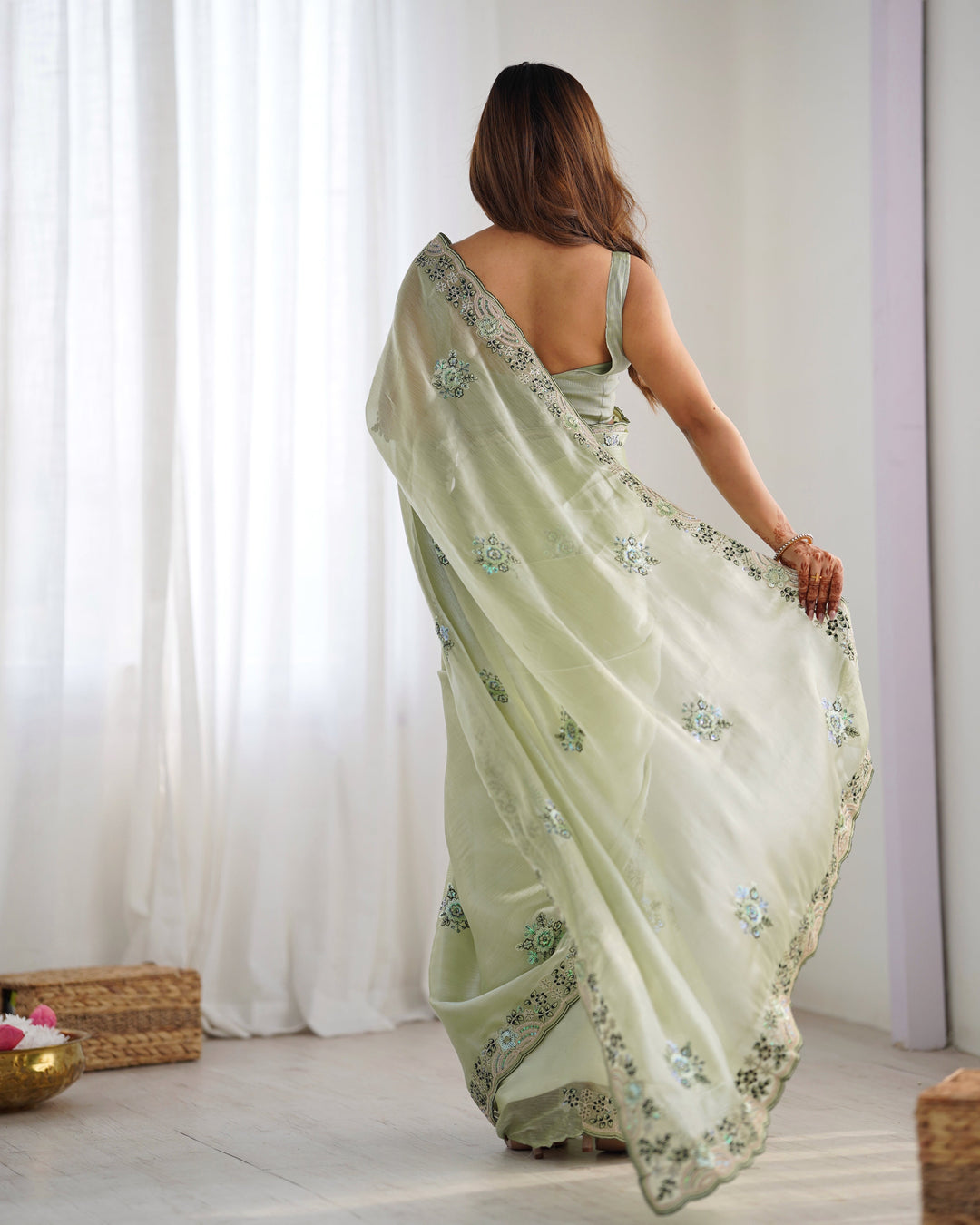 Burburry Saree with Sequins & Embroidery | Special Occasion Elegance