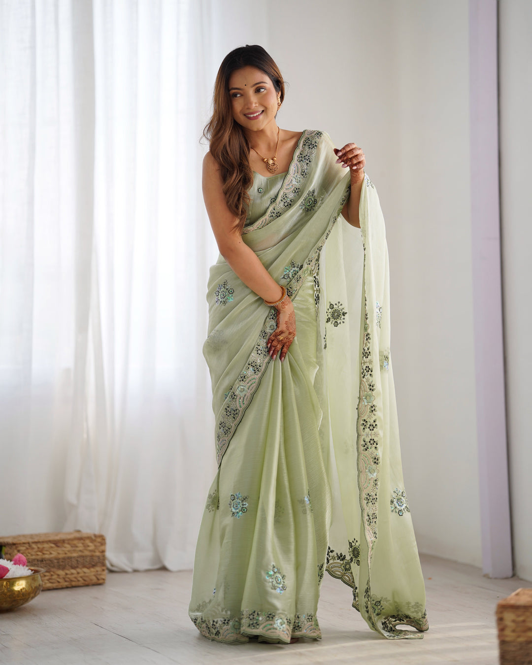 Burburry Saree with Sequins & Embroidery | Special Occasion Elegance