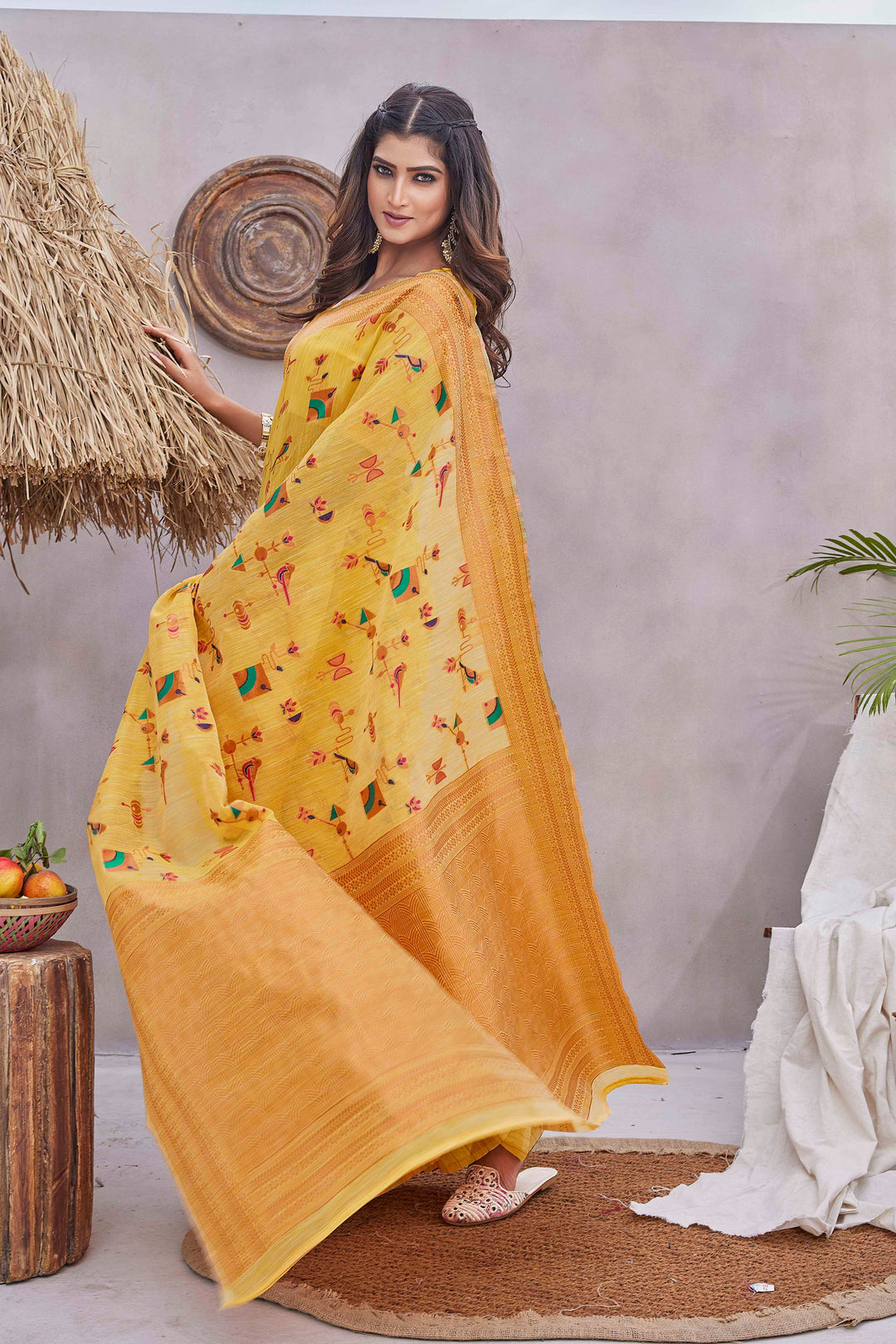 Linen Saree with Woven Jacquard | Designer for Special Events and Weddings