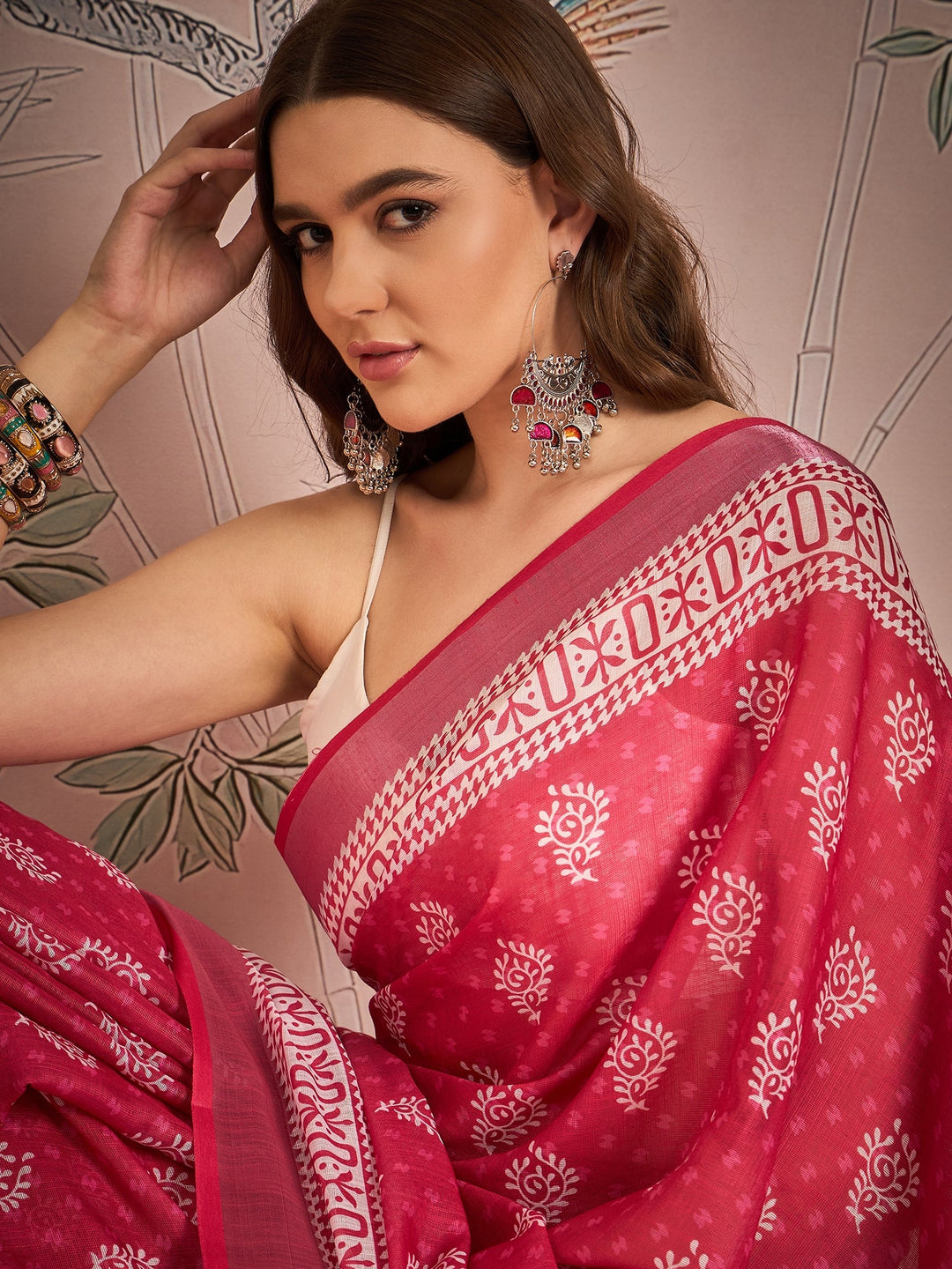 Designer Digital Printed Linen-Blend Saree | Perfect for Special Events