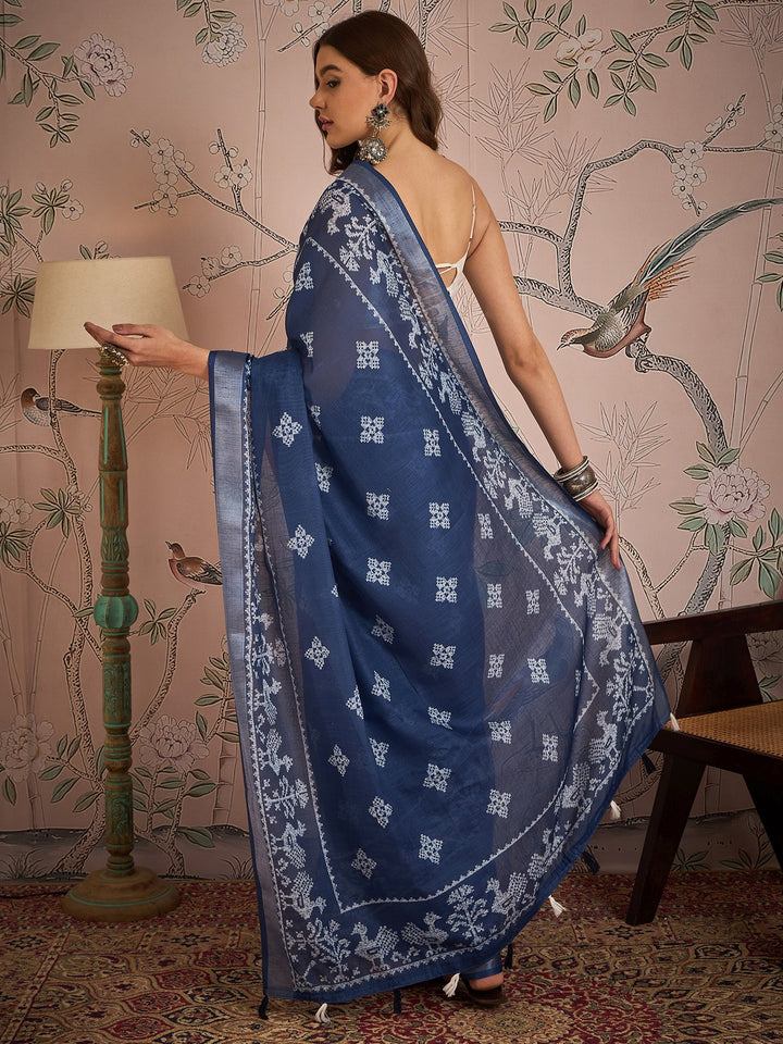 Designer Digital Printed Linen Blend Saree for Special Events | Elegant Tradition