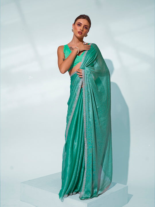 Chiffon Saree with Art-Silk Blouse | Designer Solid for Weddings & Events