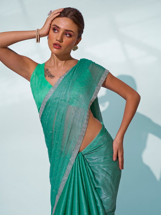 Chiffon Saree with Art-Silk Blouse | Designer Solid for Weddings & Events