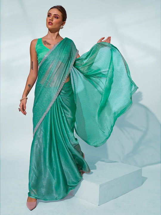 Chiffon Saree with Art-Silk Blouse | Designer Solid for Weddings & Events