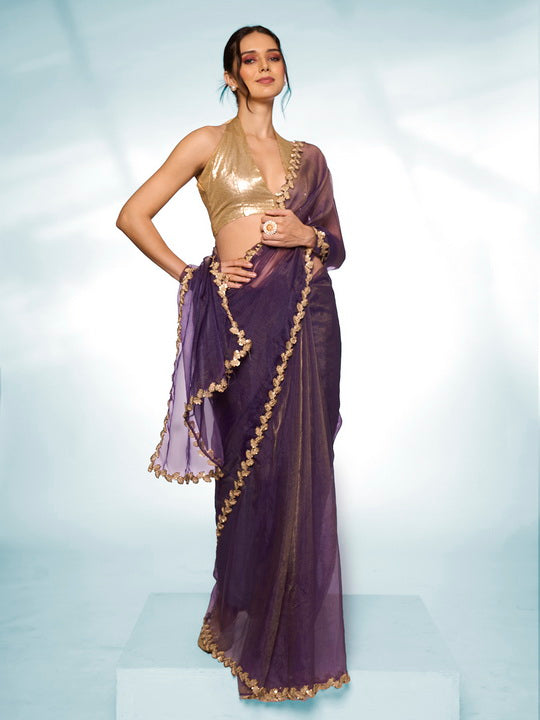 Elegant Tissue Saree with Art-Silk Blouse | Solid Designer for Weddings