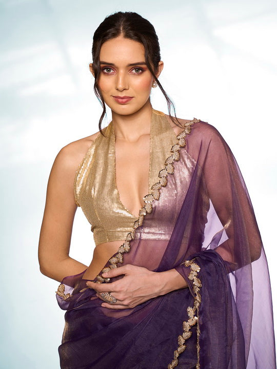 Elegant Tissue Saree with Art-Silk Blouse | Solid Designer for Weddings