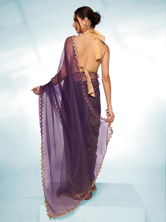 Elegant Tissue Saree with Art-Silk Blouse | Solid Designer for Weddings