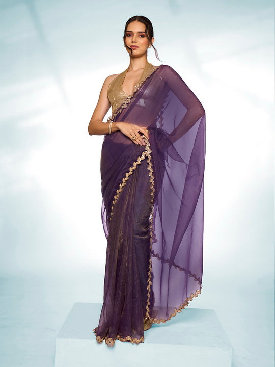 Elegant Tissue Saree with Art-Silk Blouse | Solid Designer for Weddings