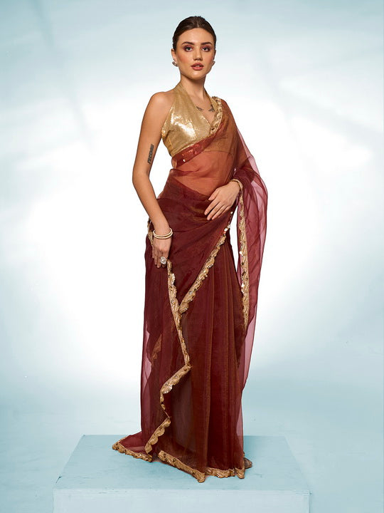 Elegant Solid Tissue Saree | Art-Silk Blouse | Perfect for Weddings & Festive Events